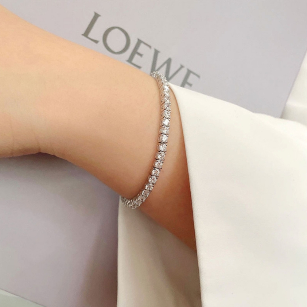 Sterling silver diamond tennis bracelet - Picture 3 of 7